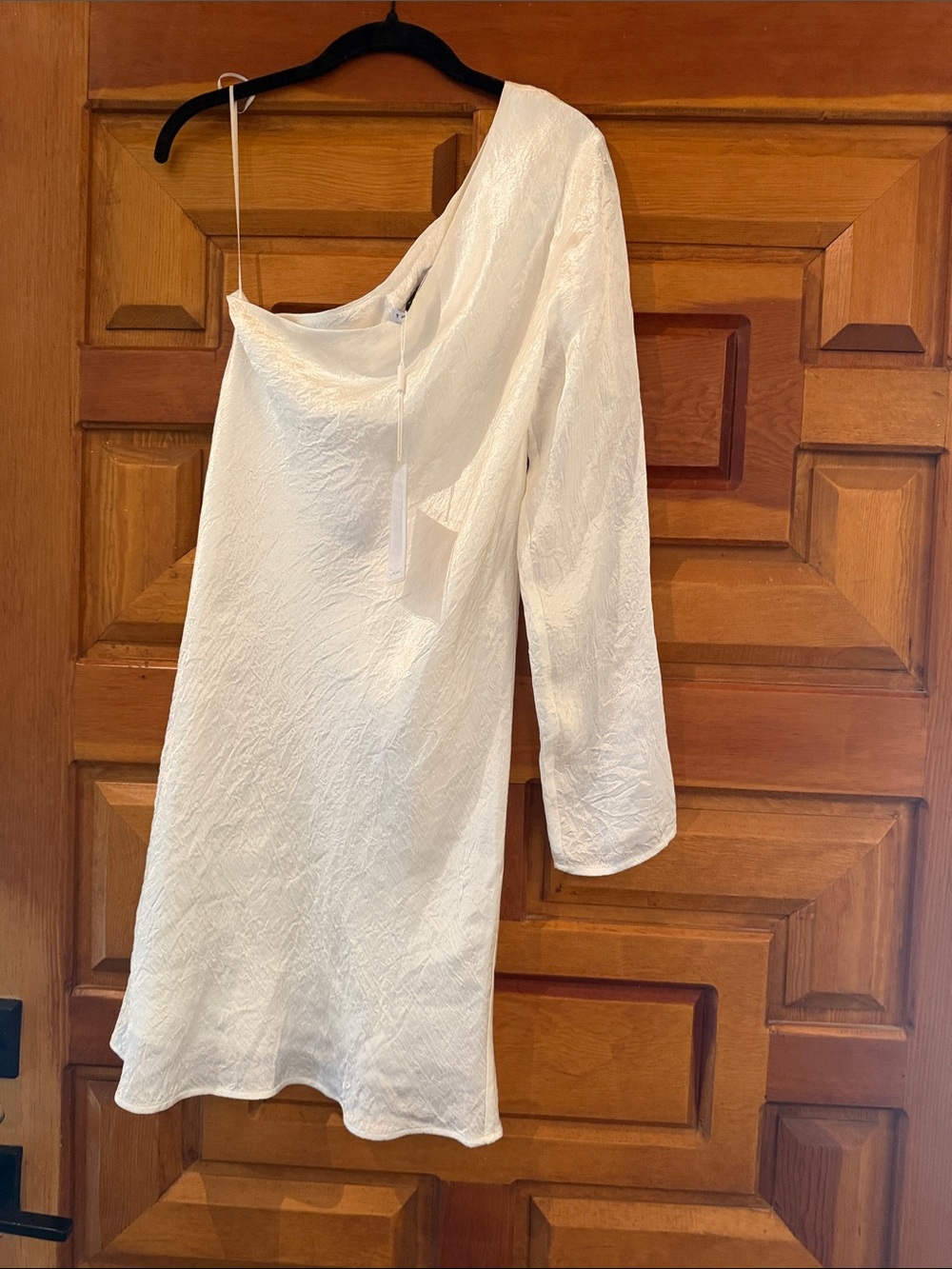 Elegant One-Shoulder White Textured Mini Dress